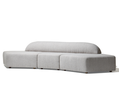 United Strangers - Islands Sofa (Fabric : Fitzroy Boucle Light Grey, Wood : Smoky Brown Wood Legs) L349cm x W118cm xH70cm