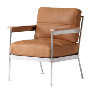 United Strange - Cross Over Occasional Chair(Leather : Butter cocoa brown,Wood : Smoky brown) 72x75x86