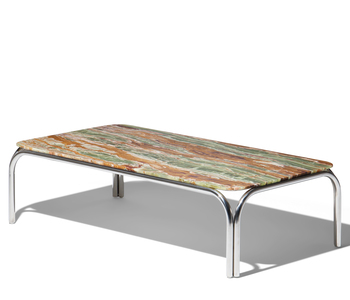 United Strangers - Malibu Coffee Table (Top: Terrain Marble Table,Legs: Polished Stainless Steel Metal) W125xD65xH34cm