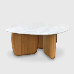 Sketch - Eden Coffee Table 90 (Top :Bianco Carrara, Leg: Light Oak)W900xD900xH350