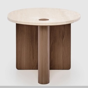 Pivot 55 side table( walnut,travertine)