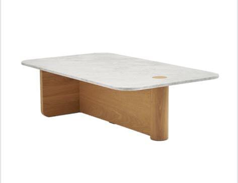 Pivot Rectangle Table (bianco carara, light oak)