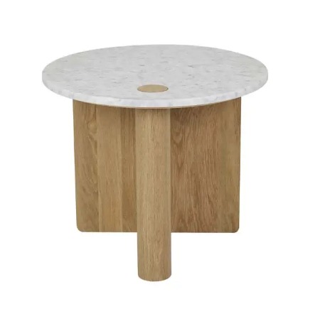 [SD-SKN-ST-PIVOT-001] Sketch - Pivot 55 side table (Top: Bianco Carrara, Legs: Light oak)dia.550xH470cm
